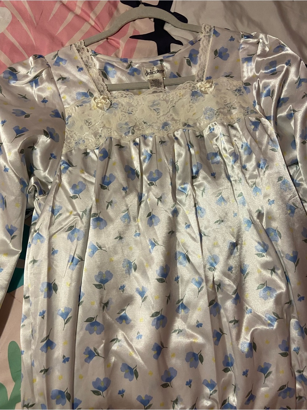 white floral satin nightgown